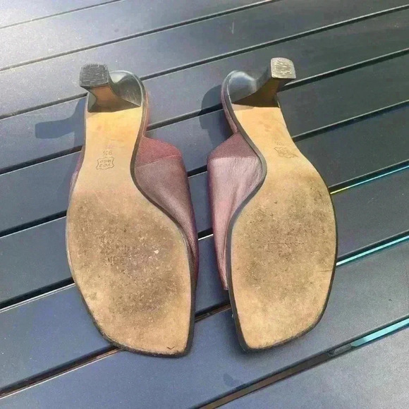 Van Eli Leather Burgundy Low Heel Sandals Size 9.5 - Picture 6 of 7